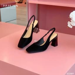 Thumbnail Giày cao gót nữ HÀ HUYỀN da lì mũi vuông trơn quai hậu gót dẹt 8cm - CG1917 2