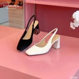 Thumbnail Giày cao gót nữ HÀ HUYỀN da lì mũi vuông trơn quai hậu gót dẹt 8cm - CG1917 3
