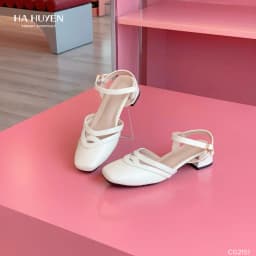 Thumbnail Giày cao gót nữ HÀ HUYỀN da lì cut V quai cài cổ gót vuông 4cm - CG2151 1