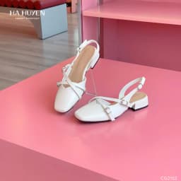 Thumbnail Giày cao gót nữ HÀ HUYỀN da lì cut V 2 quai chéo cài khóa gót vuông 3cm - CG2152 3