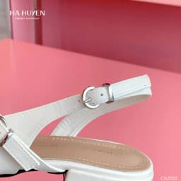Thumbnail Giày cao gót nữ HÀ HUYỀN da lì cut V 2 quai chéo cài khóa gót vuông 3cm - CG2152 4