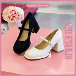 Thumbnail Giày cao gót nữ HÀ HUYỀN da lì mép nổi khuy cài kín gót gót vuông 7cm - CG2426 1