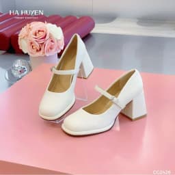 Thumbnail Giày cao gót nữ HÀ HUYỀN da lì mép nổi khuy cài kín gót gót vuông 7cm - CG2426 2