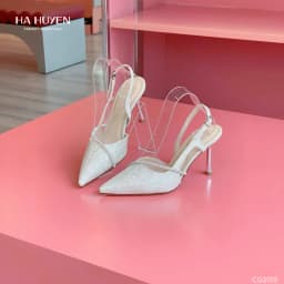 Thumbnail Giày cao gót nữ HÀ HUYỀN mũi nhọn khoét eo quai quấn đá vắt lệch gót nhọn 9cm - CG2155 1
