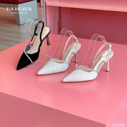 Thumbnail Giày cao gót nữ HÀ HUYỀN mũi nhọn khoét eo quai quấn đá vắt lệch gót nhọn 9cm - CG2155 3