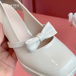Thumbnail Giày cao gót nữ HÀ HUYỀN retro bóng nơ ngang gót vuông 9cm - CG2136 2