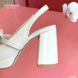 Thumbnail Giày cao gót nữ HÀ HUYỀN retro bóng nơ ngang gót vuông 9cm - CG2136 3