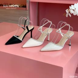 Thumbnail Giày cao gót nữ HÀ HUYỀN viền đá quai cổ rút gót nhọn 9cm - CG2234 4