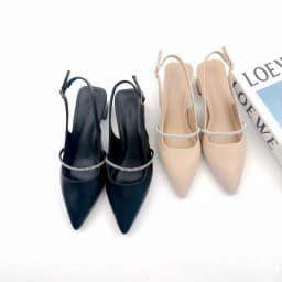 Thumbnail Giày Cao Gót Nữ Mũi Nhọn 3cm Da Thật Phối Quai Đá NUDDO, Guốc Slingback Nữ Đế Vuông Cao Cấp N3900D 2