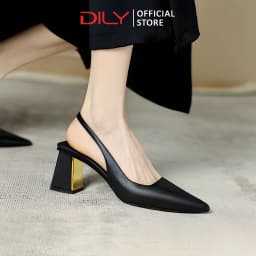 Thumbnail Giày cao gót nữ mũi nhọn gót vuông basic, giày slingback trang nhã cao 7cm_AA0375 1