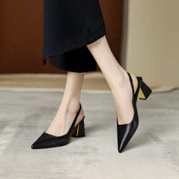 Thumbnail Giày cao gót nữ mũi nhọn gót vuông basic, giày slingback trang nhã cao 7cm_AA0375 2