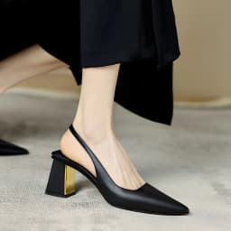 Thumbnail Giày cao gót nữ mũi nhọn gót vuông basic, giày slingback trang nhã cao 7cm_AA0375 3
