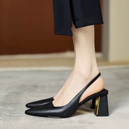 Thumbnail Giày cao gót nữ mũi nhọn gót vuông basic, giày slingback trang nhã cao 7cm_AA0375 4