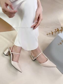 Thumbnail Giày cao gót nữ MYSS mũi nhọn quai trước phối khóa quai sau dây thun sau 6cm thời trang - CG337 1