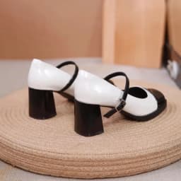 Thumbnail Giày cao gót nữ phối mũi FAROSA - C30 giày quai cài gót vuông cao 7cm chất da mềm cực xinh (FORM TO) 3