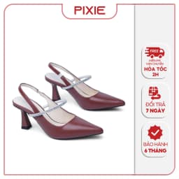 Thumbnail Giày Cao Gót Slingback 7cm Quai Ngang Dây Đá Pixie H385 1