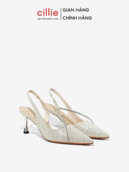 Thumbnail Giày Cao Gót Slingback Nữ Cillie Mũi Nhọn Gót Nhọn Cao 8cm Chắc Chắn CG18 1