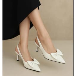 Thumbnail Giày Cao Gót Slingback Nữ cao 5cm Mũi Nhọn Phối Nơ Pixie H344 3
