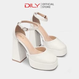 Thumbnail Giày cao gót đúp nữ DILY mũi tròn quai hậu thời trang, giày Mary Jane đế cao tôn dáng cao 12cm AA0473 1