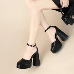 Thumbnail Giày cao gót đúp nữ DILY mũi tròn quai hậu thời trang, giày Mary Jane đế cao tôn dáng cao 12cm AA0473 4