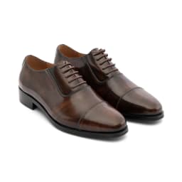 Thumbnail Giày Da Bò Chà Bóng Chống Nhăn Oxford Captoe FTT Leather, Đế Cao Cấp Chống Trơn, Màu Đen/Nâu - F0302 3