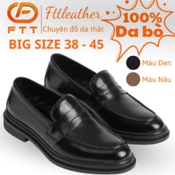 Thumbnail Giày da bò nam FTT Leather dáng lười Penny Loafer trơn độn đế ẩn tăng chiều cao 1