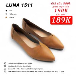 Thumbnail Giày da bò nữ LUNASHOES 1511 mũi nhọn đế bằng bảo hành 3 năm 1 đổi 1 hàng vnxk êm chân dễ đi 1