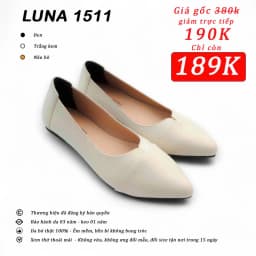 Thumbnail Giày da bò nữ LUNASHOES 1511 mũi nhọn đế bằng bảo hành 3 năm 1 đổi 1 hàng vnxk êm chân dễ đi 2