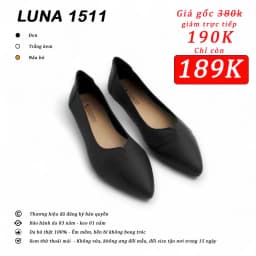 Thumbnail Giày da bò nữ LUNASHOES 1511 mũi nhọn đế bằng bảo hành 3 năm 1 đổi 1 hàng vnxk êm chân dễ đi 3