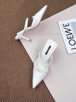 Thumbnail Giày guốc nữ MYSS mũi nhọn 8cm da vân caro thời trang - SU81 1