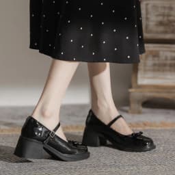 Thumbnail Giày Lolita nữ đế cao 5cm FAROSA -K92 giày vintage ulzzang chất da Pu bóng lên chân cực xinh 3