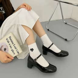 Thumbnail Giày Mary Jane 5cm Da Bóng Mũi Vuông Sành Điệu Pixie H386 3