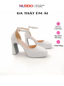 Thumbnail Giày Mary Jane Cao Gót Nữ Đế Vuông Bít Mũi 9 Phân Da Thật, Guốc Nữ Đế Đúp Mũi Vuông Bít Hậu 9cm NUDDO N968 1