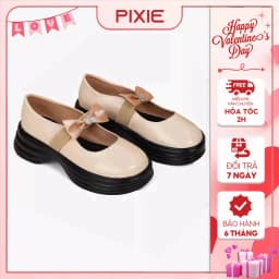 Thumbnail Giày Mary Jane Đế Xuồng 3cm Siêu Nhẹ Quai Chun Gắn Nơ Pixie H294 1