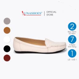 Thumbnail Giày moca nữ LUNASHOES 1205 da bò mềm êm chân búp bê đế bệt đường may chắc chắn 3