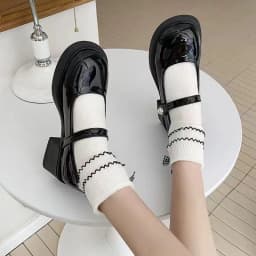 Thumbnail Giày nữ Lolita quai ngang đính hạt FAROSA giày búp bê Lolita đế cao 5cm Phong Cách Hàn Quốc TV68 4