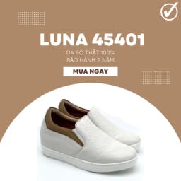 Thumbnail Giày nữ độn đế 5p LUNASHOES45401 slip on không dây da bò mềm êm chân đẹp dễ phối  đồ 1