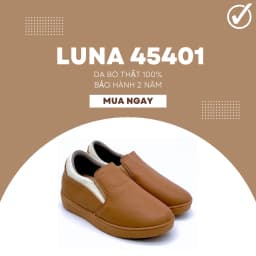 Thumbnail Giày nữ độn đế 5p LUNASHOES45401 slip on không dây da bò mềm êm chân đẹp dễ phối  đồ 2