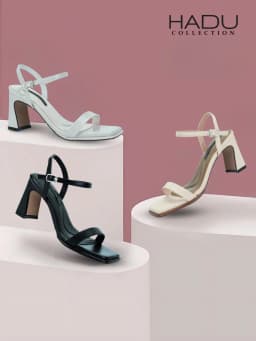 Thumbnail Giày Sandal Cao Gót 7P Đế Vuông Quai Ngang EVELYN HADU M7144 Da PU Cao Cấp Đế TPR Chống Trượt BH 12T 1