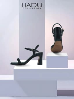 Thumbnail Giày Sandal Cao Gót 7P Đế Vuông Quai Ngang EVELYN HADU M7144 Da PU Cao Cấp Đế TPR Chống Trượt BH 12T 4