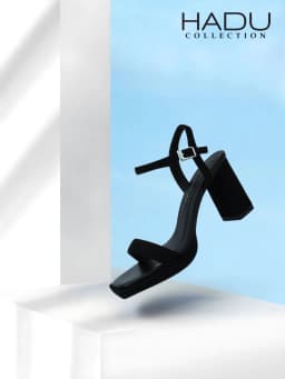Thumbnail Giày Sandal Cao Gót 9P Đế Vuông Quai Ngang Phối Màu HADU M7140 Da PU Cao Cấp BH 12T 4