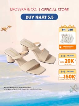 Thumbnail Giày sandal cao gót Erosska mũi vuông phối gót tròn cao 5m màu kem _ EB026 1