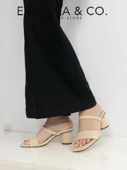 Thumbnail Giày sandal cao gót Erosska mũi vuông phối gót tròn cao 5m màu kem _ EB026 3