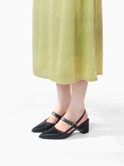 Thumbnail Giày sandal cao gót nữ slingback mũi nhọn thanh lịch phối màu nhẹ nhàng đế vuông Cillie 1167 2