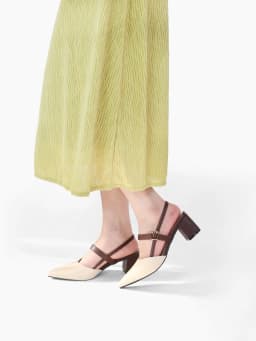 Thumbnail Giày sandal cao gót nữ slingback mũi nhọn thanh lịch phối màu nhẹ nhàng đế vuông Cillie 1167 3