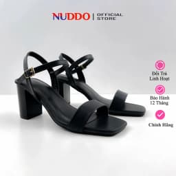 Thumbnail Giày Sandal Cao Gót Nữ 7p Đế Vuông, Guốc nữ Tôn Dáng Quai Ngang Thiết Kế Basic NUDDO N702 1