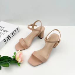 Thumbnail Giày Sandal Cao Gót Nữ 7p Đế Vuông, Guốc nữ Tôn Dáng Quai Ngang Thiết Kế Basic NUDDO N702 2