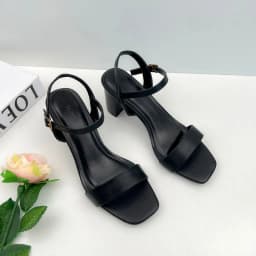 Thumbnail Giày Sandal Cao Gót Nữ 7p Đế Vuông, Guốc nữ Tôn Dáng Quai Ngang Thiết Kế Basic NUDDO N702 3