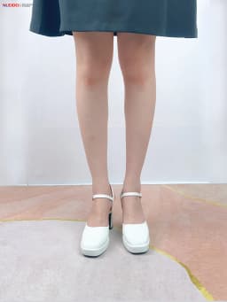 Thumbnail Giày Sandal Cao Gót Nữ Đế Vuông Bít Mũi Cao 9 Phân Da Thật, Guốc Hoa Hậu Nữ Đế Đúp Mũi Vuông 9cm NUDDO N908 2