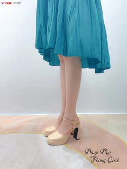 Thumbnail Giày Sandal Cao Gót Nữ Đế Vuông Bít Mũi Cao 9 Phân Da Thật, Guốc Hoa Hậu Nữ Đế Đúp Mũi Vuông 9cm NUDDO N908 3